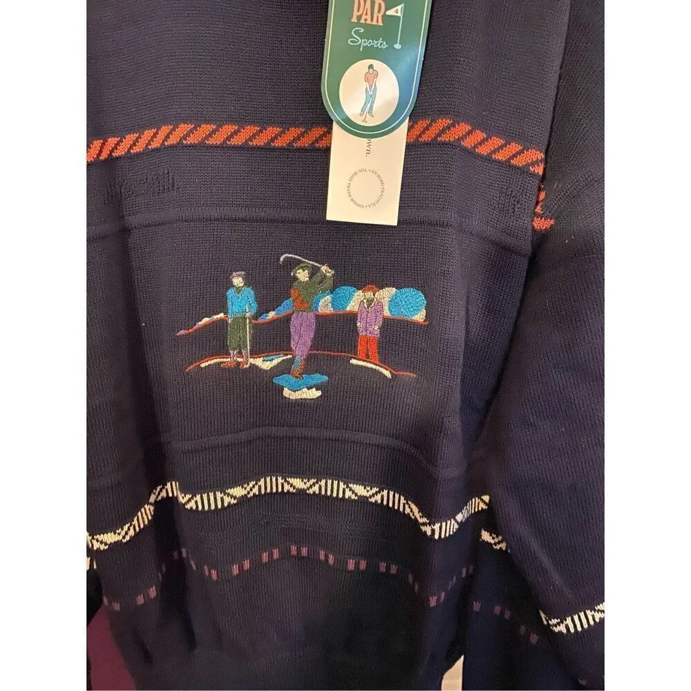 Par 4 sports NWT, men’s vintage golf, sweater, size medium, navy blue